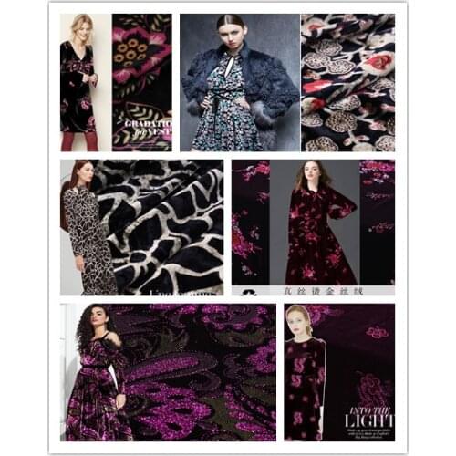 Printing real silk velvet fabric Qiao Rong velvet dress clothing cheongsam silk fabric/0.5M