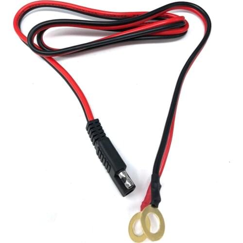 Terminal SAE to O Ring Connecters Extension Cord Cable Connector for Battery Charger/Maintainer 100CM 15AWG 8MM Ring