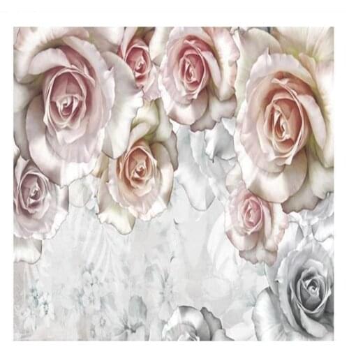 Modern fresh three-dimensional floral wallpapers oil painting pastoral TV background wall classic painting wallpaper