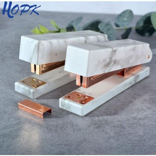 Marble Metal Stapler Books Rose Gold Stationery Manual Normal 24/6 26/6 Standard Stapler for Home Office Bookbinding Supplies