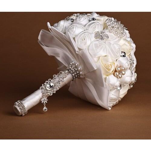 1pc/lot white and cream wedding Pearls bridal holding flower Bride Holding Flower for wedding bouquet decoration