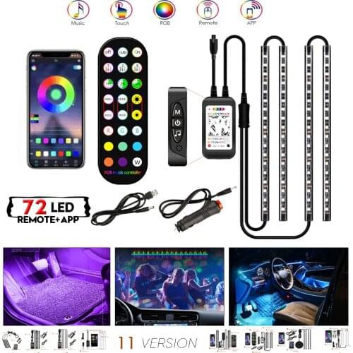 Styling Decorative Lamp LED Car Interior Light Waterproof Ambient Lamp of Wireless Remote Music Control Car RGB Strip Lights