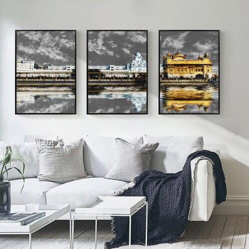 Thai Building Landscape Home Backdrop Nordic Modern Canvas Art Painting Vintage Scenery Print Living Room Wall A Picture Decor