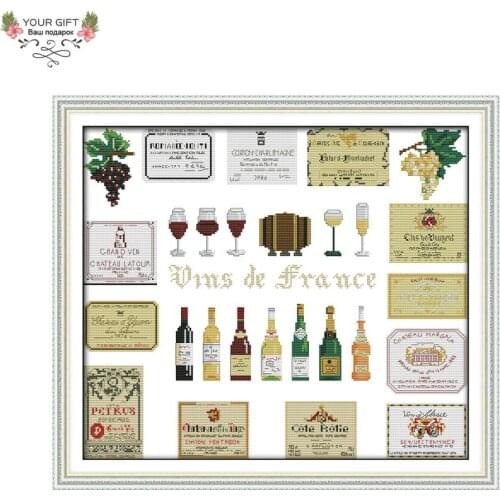 Your Gift 14CT 11CT Stamped and Counted Wines Cross Stitch For Home Decoration J234
