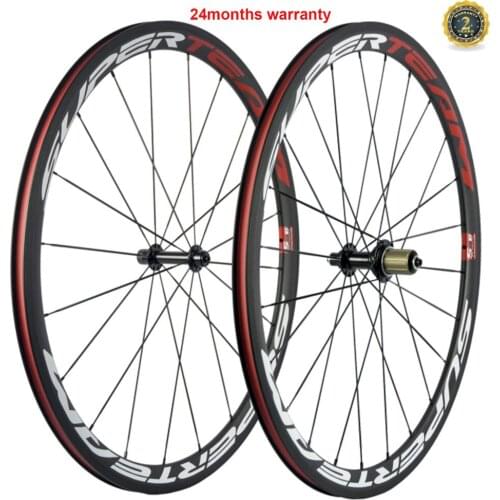SUPERTEAM Ultra light 38mm Carbon Wheelset Clincher Road Bike/Bicycle Wheels Tubular 23mm width Ceramic R13 Hub Basalt Braking