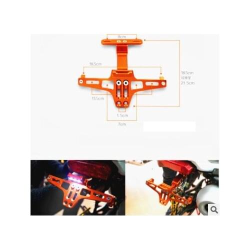 Universal CNC Aluminum Motorcycle Rear License Plate Mount Holder with White LED Light for Honda Kawasaki Yamaha KTM Suzuki BMW