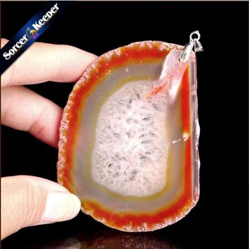 High Quality Natural Crystal Cluster Gem Stone Jewelry Polished Faceted Agates Slice Beads Pendant Necklace for Women WS277