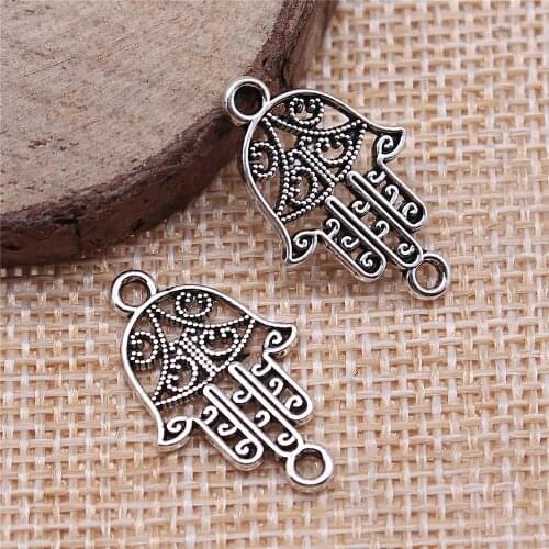 WYSIWYG 10pcs Hand Connector Charms DIY Jewelry Making Jewelry Finding Antique Silver Color 15x24mm