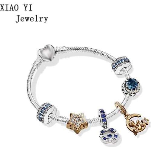 XIAOYI 100% S925 Angel star accompany DIY fashion string decorations high quality birthday bracelet for girlfriend female