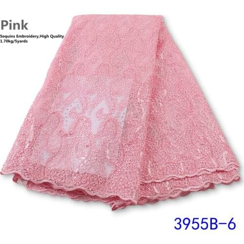 XIYA Nigerian Tulle Lace Fabrics 2021 High Quality Lace African Guipure Lace Fabric French Lace With Sequins For Dress 3955B