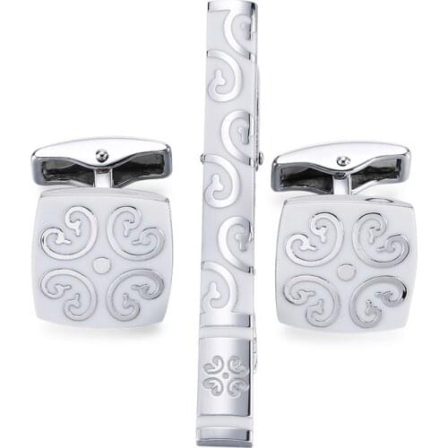 XKZM high quality cufflinks white flower stickpin gift tie pin men black tie clip cufflinks stickpin products free shipping