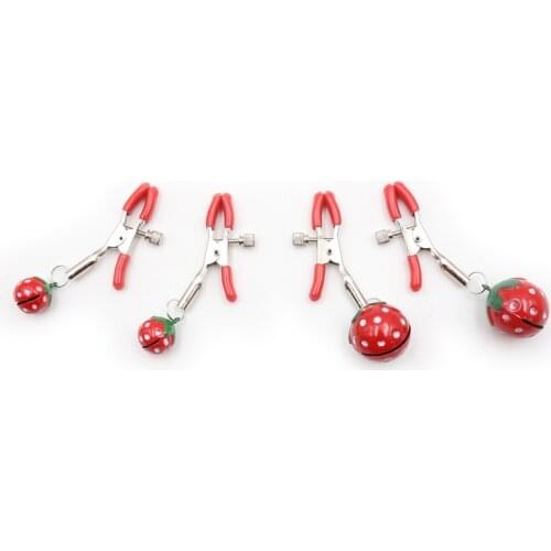 2019 BDSM Bondage Sex Nipple Clamps Erotic SM Strawberry Breast Clip Fetish Metal Nipple Clamps Sex Toy for Women Christmas Gift