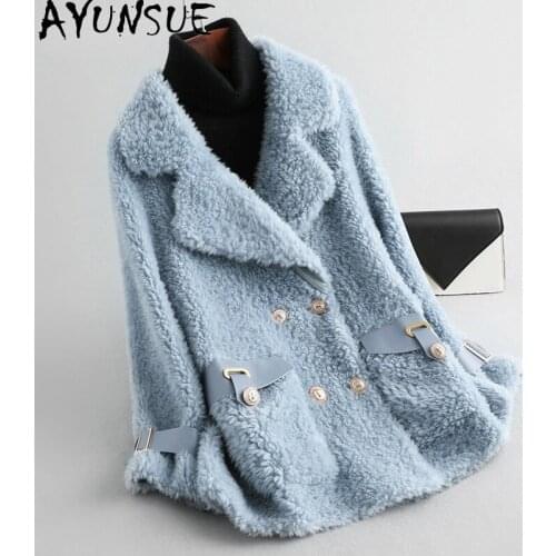AYUNSUE 100% Real Wool Jacket Women Autumn Winter 2021 Casual Sheep Shearling Jacket Female Korean Fur Coat Manteau Femme Gxy477