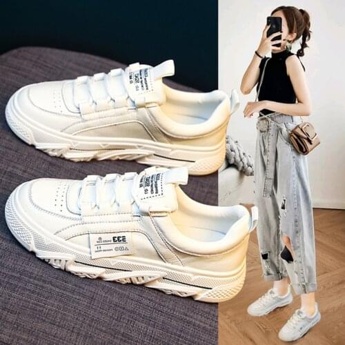 2021 New Spring Women Casual Shoes Genuine Leather Hot Sale Comfortable White Flat Shoes Girl Leisure Sneakers