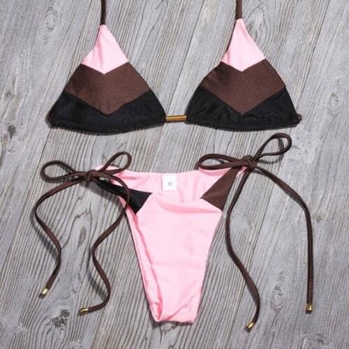 Women Floral Print Bikini Set Sexy Striped Patchwork Bikinis New Low Bandage Bathing Suit Swimwear Female Swimsuit Beachwear