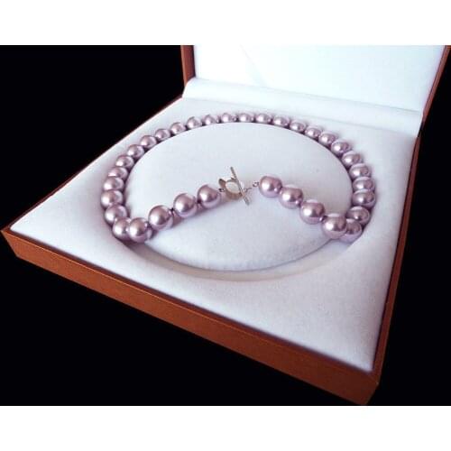 Women Gift word Love women Fashion Jewelry Rare Huge 12mm Genuine South Sea Purple Shell Pearl Necklace Heart Clasp 18