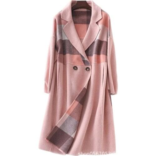 2020 New Wool Coat Women Korean Plaid Coat Double-sided Jacket Fashion Woolen Ladies Coats and Jackets Abrigo Mujer