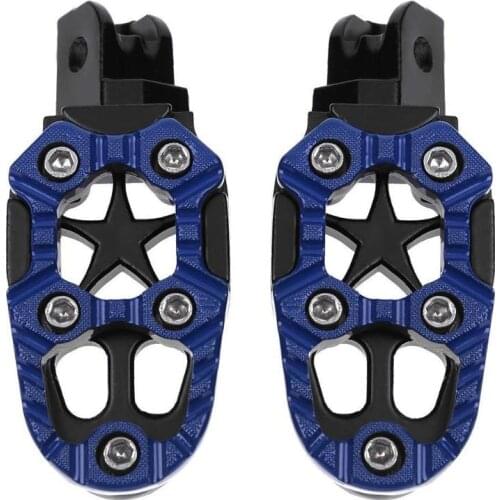 2pcs 8mm Pedale Metal Universal Motorcycle Foot Repose Pieds Moto Blue Footrests a Spring for Hole Moto Reposapies Accessories