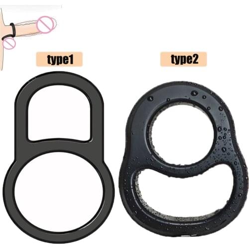 2 Types Silicone Penis Ring Delay Ejaculation Cock Rings Sex Toys for Men Male Chastity Cage Device CockRing Scrotum Stretcher