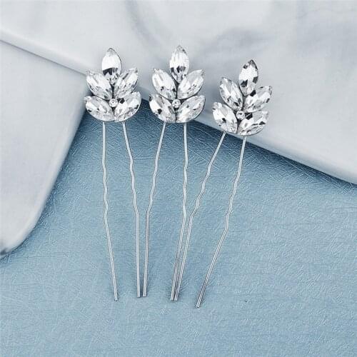 3pcs/lot Bridal Wedding Hair Accessories Silver Color Crystal Hair Pins Clips for Women Jewelry Bride Headpiece Gifts