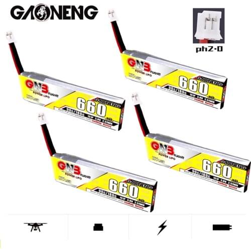4Pcs/Set GAONENG GNB For Emax Tinyhawk King Kong Ldarc TINY7 Drone HV Lipo Battery 90C/180C 3.8V 1S 4.35V 660mAh With PH2.0 Plug