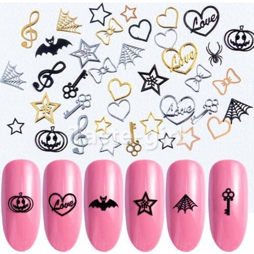 400PCS Black Gold Silver metal nail art decoration slice sequnismanicure nails decals foil