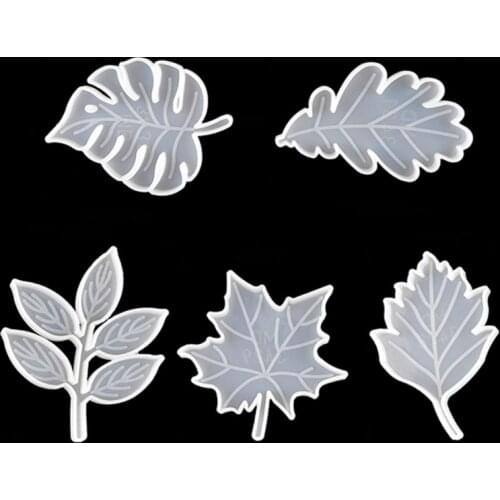 5Pcs Leaves Coaster Silicone Resin Mold Tropical Maple Leaf Resin Casting Mold for Casting Resin Concrete Art Crafts