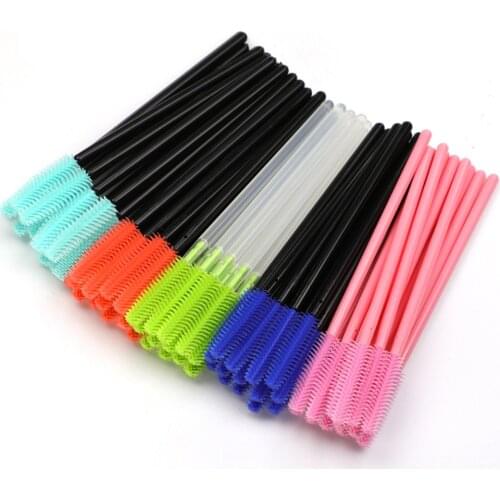 50Pcs Silicone Gel Eyelash Brush Disposable Eyebrow Brush Mascara Wands Applicator Makeup Brush Comb Kits Eyelash Extension Tool