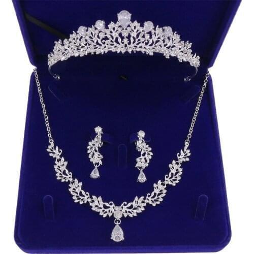 Baroque Bridal Jewelry Sets Women Necklace Set Crystal Rhinestone Tiaras Crown Earrings For Bride Party Wedding Hair Accessories