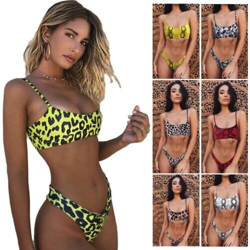 Bikini 2021 Sexy Snakeskin Leopard Push Up Swimsuit Sets Beachwear Swimming Two Piece Bikini Swimwear