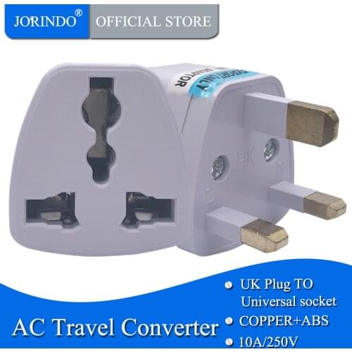 JORINDO UK British Singapore Malaysia Male 10A To US AU EU AC Power Travel Adapter Plug Converter Insured Wall Outlet Socket