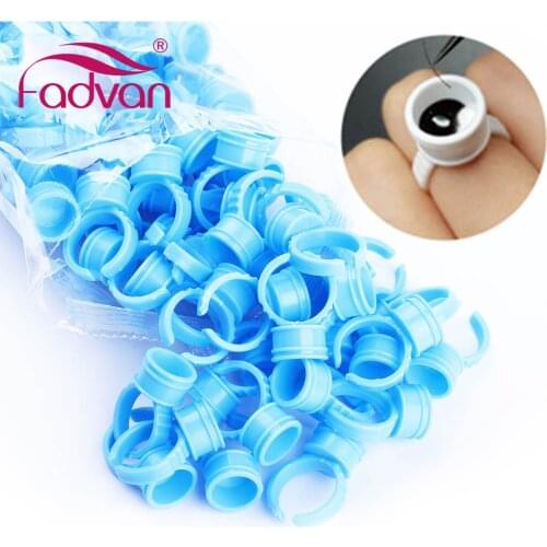 Blue Lash Glue Ring Holder 100Pcs/Bag Adhesive Eyelash Pallet Set Disposable Pallet Eyelash Extension Tattoo Pigment Holder