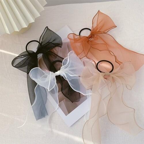 New Fashion Small Fresh Organza Hair Band Bow Tie Elastic Hair Bands Rubber Band Hair Accessories Headdress
