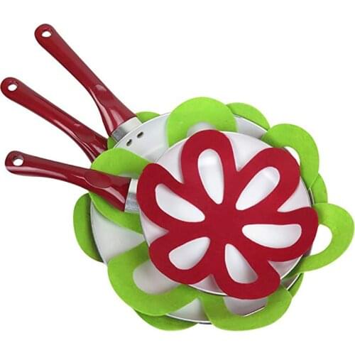 4Pcs Hollow Flower Pot Baking Pan Protectors Pad 4 Sizes Flower Felt Pan Pot And Dish Scratch Protector Anti-Slip Divider Pads