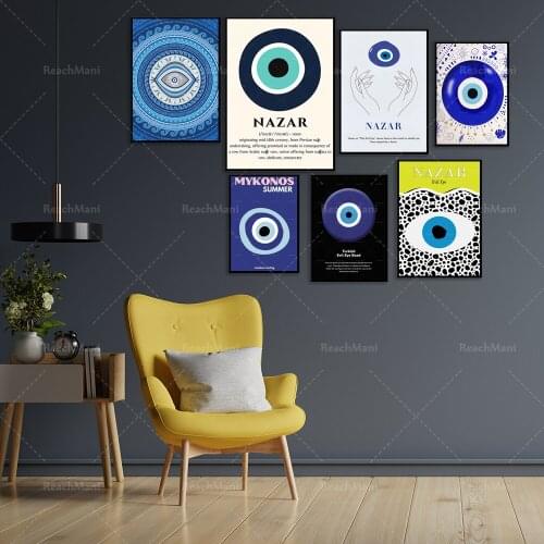 Canvas wall art evil eyes cartoon blue cute hd print poster home decoration cool painting bedroom modular picture frameless