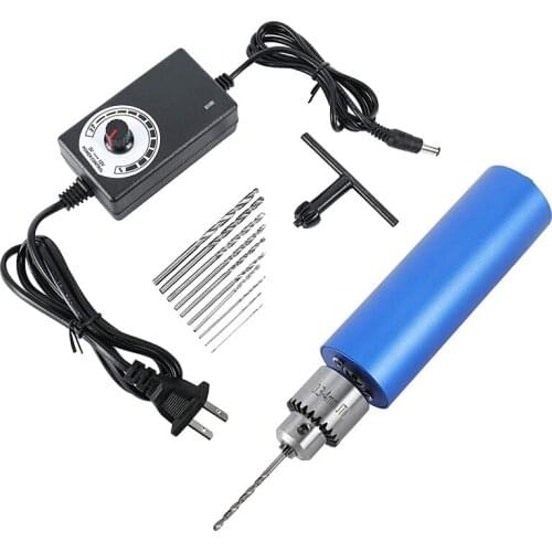 Hot 0.8mm-3mm Adjustable Mini Electric Hand Drill , DC12V Power Supply Control ,10Pcs Mini Drill Bits Included US Plug