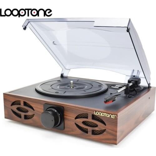 LoopTone 33/45/78 RPM Vintage Turntable Players For Vinyl LP Record Phono Player 2 Built-in Speakers Line-out AC110~130&220~240V