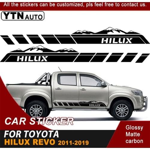For Toyota Hilux Vigo Revo 2011-2016 2017 2018 2019 Side Door Car Sticker Mountain Stripe Graphic Vinyl Decal Car Accessories