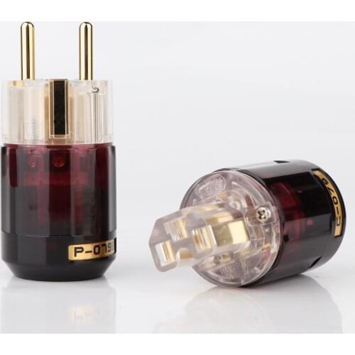 P079TE+C079TE 24k Gold-Plated Schuko EU Power Plug IEC Female Connector For Audio DIY 10Pairs