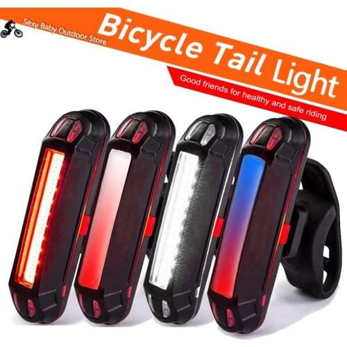 Bike Front Light LED USB Rechargeable Mountain Bike Cycling 6Modes Flashlight Rear Tail Lamp Waterproof Safety Warning Light