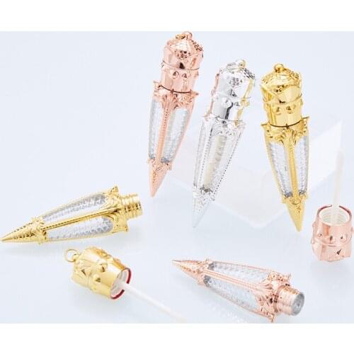 5ml Plastic Empty Lip-Gloss Tube Carrot Shaped Cosmetic Lipstick Packaging Container DIY Lipstick Tube Rose Gold,Silver,Gold