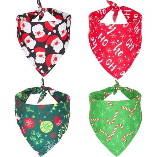 Practical 4 Pack Dog Bandana Christmas Pet Scarf Triple-cornered Bibs Kerchief Set Pet Costume Accessories Decoration for Pets