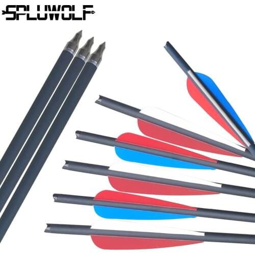 13.5"16"17"18"20"22" Hunting Crossbow Professional bolts Carbon Arrows 400 Spine With 8.8mm Shaft 4" Feather