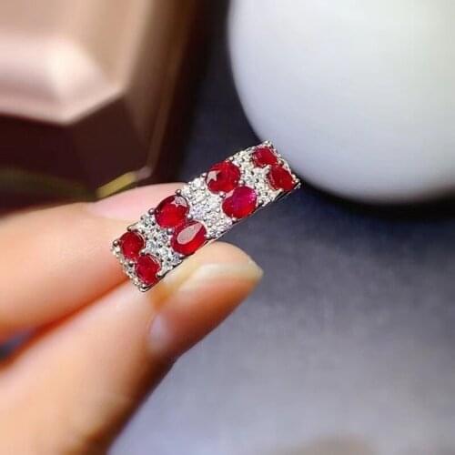 Luxury Jewelry African Jewelry Siver 925 Natural Ruby Rings Engagement Rings for Women 3*4mm