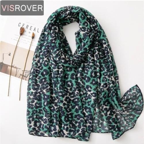 Women Beach Scarves Luxury Brand Viscose Spring Scarf Hijab Green Animal Leopard Print Scarf Hair Women Scarf Fashion Wholesale