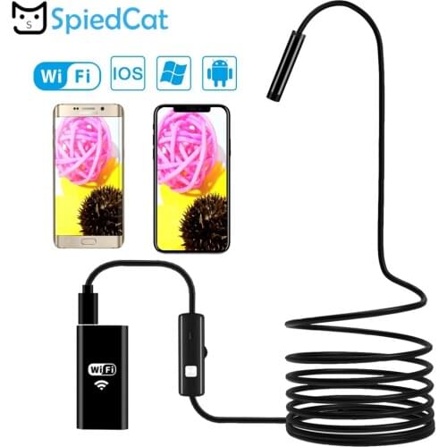 SPIED CAT 8mm mini Lens 1/2/3.5/5/10M Soft Cable WIFI Endoscope Camera Mini Waterproof Inspection Cam IOS iPhone Android Phone