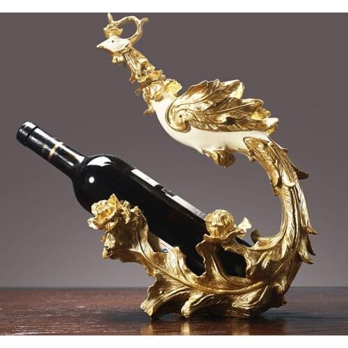 MODERN FENGSHUI ORNAMENTS LIVING ROOM DISPLAY WINE HOLDER RED WINE RACK LUXURIOUS PHOENIX RESIN ARTWARE HOME DECORATION GIFTS