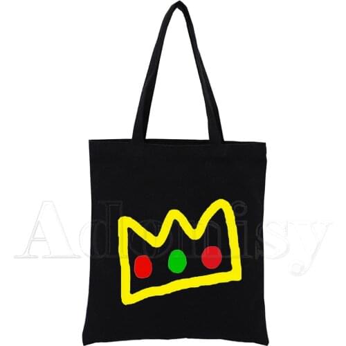 Ranboo Custom Tote Bag Shopping Print Original Design Black Unisex Travel Canvas Bags Eco Foldable Shopper Bag
