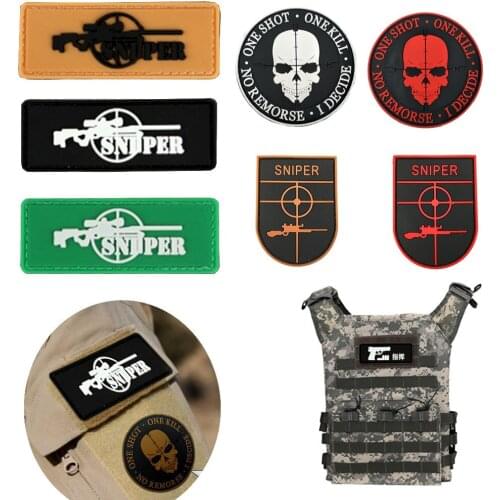 Night Luminous PVC Velcro Patches Sniper Arm Badges 3D Aim Hook Loop Patch Military Team Mark Colored Rubber Stickers Emblem