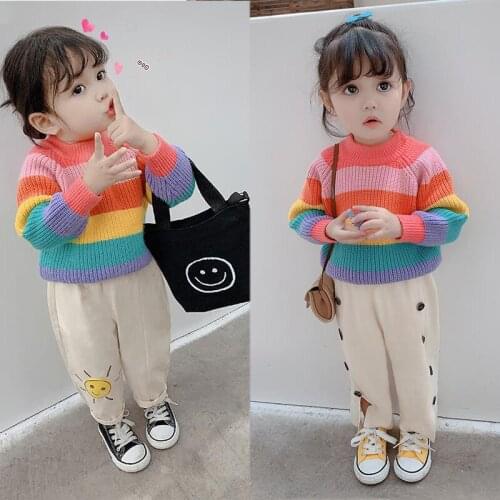 Girls Sweater Babys Coat Outwear 2021 Cute Thicken Warm Winter Autumn Knitting Scoop Pullover Christmas Gift Childrens Clothin